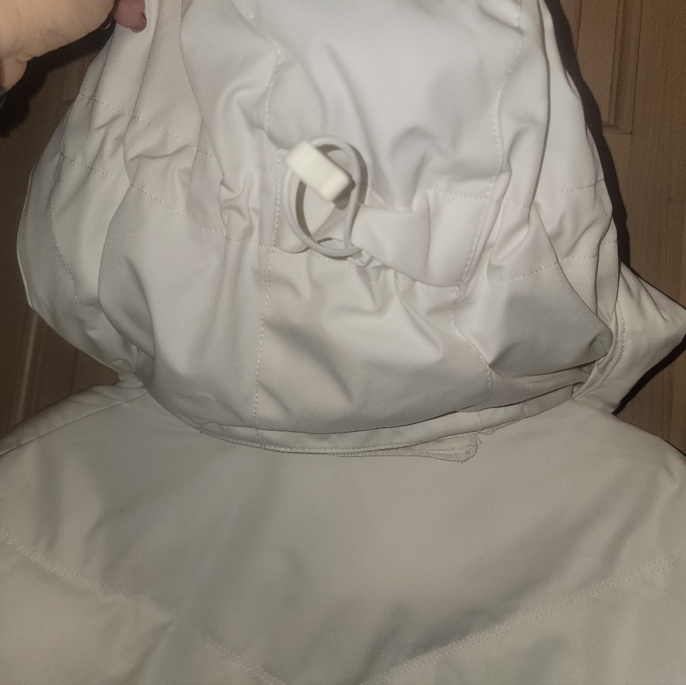 Misses Sz M North Face Down Winter Jacket With Hood White Gray - Picture 4 of 16